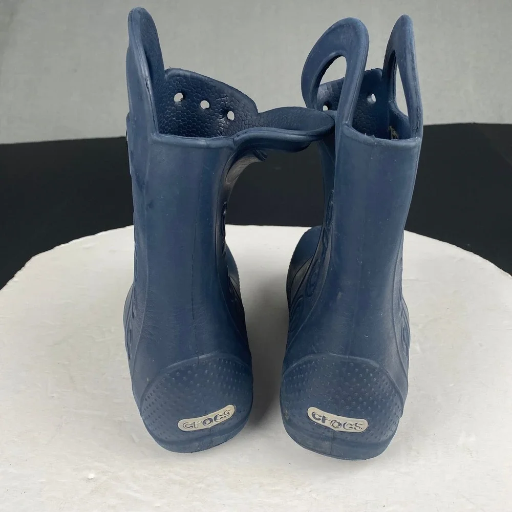 Crocs Kids j2 Handle It Rain Boots Navy Pull On 12803 Youth‎ Waterproof